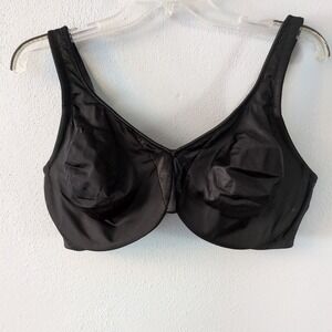 Olga Womens Bra‎ Black 42DD Underwire Back Close Full Coverage Satin Comfort